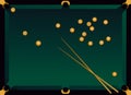 Billiard table with golden balls Royalty Free Stock Photo