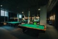 Billiard table with green surface and balls in the billiard club.Pool Game Royalty Free Stock Photo