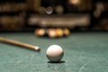 billiard table in an old castle with billiard balls