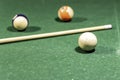 billiard table in an old castle with billiard balls