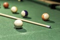 billiard table in an old castle with billiard balls