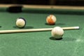 billiard table in an old castle with billiard balls