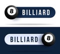 Billiard toggle switch buttons. Vector illustration with basketball ball and web button with text Royalty Free Stock Photo