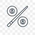 Billiard vector icon isolated on transparent background, linear