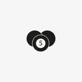 Billiards ball number 5, line icon for sports apps and websites