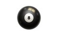 Billiards, black ball with number 8, isolated on white background. Snooker. Illustration