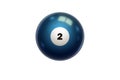 Billiards, Blue balloon at number 2, Two, isolated on white background. Snooker. Stock Illustration Royalty Free Stock Photo