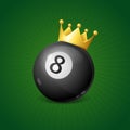 Billiards Concept with Golden Crown. Vector