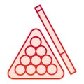 Billiards flat icon. Pool cue and balls vector illustration isolated on white. Play gradient style design, designed for