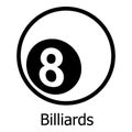 Billiards icon, simple black style