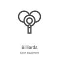billiards icon vector from sport equipment collection. Thin line billiards outline icon vector illustration. Linear symbol for use