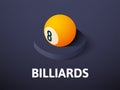 Billiards isometric icon, on color background