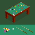 Billiards Isometric View. Vector