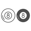 Billiards line and glyph icon. Billiard ball vector illustration isolated on white. Eight ball outline style design Royalty Free Stock Photo