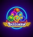 Billiards neon sign with illumination