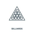 Billiards outline icon. Simple element illustration. Billiards icon in outline style design from sport equipment collection. Perfe