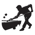 Billiards Player Concentrating on the Game Silhouette Illustration Royalty Free Stock Photo