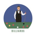 Billiards player. Flat style