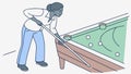Billiards Player Striking Ball with Cue Stick, vector design Generative AI Royalty Free Stock Photo