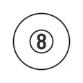 Billiards Pool Outline Flat Icon on White