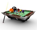 Billiards pooltable with balls,chalk and cuestick
