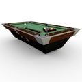 Billiards pooltable with balls and cuestick