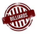 Billiards - red round grunge button, stamp
