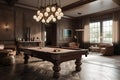 Billiards Room: Capture a set of images that showcase a classic, stylish billiards room. Generative AI Royalty Free Stock Photo