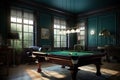 Billiards Room: Capture a set of images that showcase a classic, stylish billiards room. Generative AI Royalty Free Stock Photo