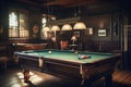Billiards Room: Capture a set of images that showcase a sophisticated, upscale billiards room. Generative AI Royalty Free Stock Photo