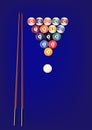 Billiards or snooker balls set on blue background,vector illustration