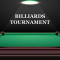 Billiards tournament background with green table