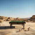 Billiards in the Wilderness: Snooker Table Amidst the Vast Desert Landscape