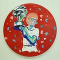 Billie Jean King`s acrylic painting by artist Bradley Theodore presented at Luis Armstrong Stadium during US Open 2016