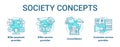 Billing concept icons set. Society idea thin line illustrations. Consolidator and customer service. Biller payment and Royalty Free Stock Photo
