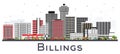 Billings Montana City Skyline with Color Buildings Isolated on White