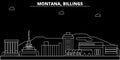 Billings silhouette skyline. USA - Billings vector city, american linear architecture, buildings. Billings travel