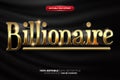 Billionaire luxury black gold 3d editable text effect Royalty Free Stock Photo