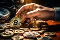 billionaire man get bitcoin coin for shopping. generative AI