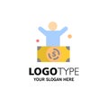 Billionaire, Man, Millionaire, Person, Rich Business Logo Template. Flat Color Royalty Free Stock Photo