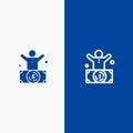 Billionaire, Man, Millionaire, Person, Rich Line and Glyph Solid icon Blue banner Line and Glyph Solid icon Blue banner