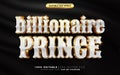 billionaire prince Luxury White Golden sparkle text style effect template editable text effect Royalty Free Stock Photo