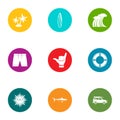 Billow icons set, flat style Royalty Free Stock Photo