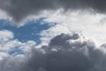 Billowing grey white clouds with blue sky. Stormy weather. Royalty Free Stock Photo