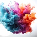 Billowing multi-colored smoke isolated on a white background. Bright detailed illustration