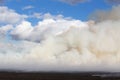 Billowing smoke clouds against a blue Royalty Free Stock Photo