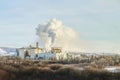 Billowing smoke from a refinery