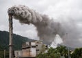 Billowing smoke stack