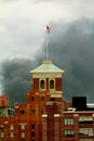 Billows of Smoke Rising from Interstate Collapse Royalty Free Stock Photo