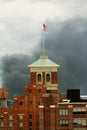 Billows of Smoke Rising from Interstate Collapse Royalty Free Stock Photo